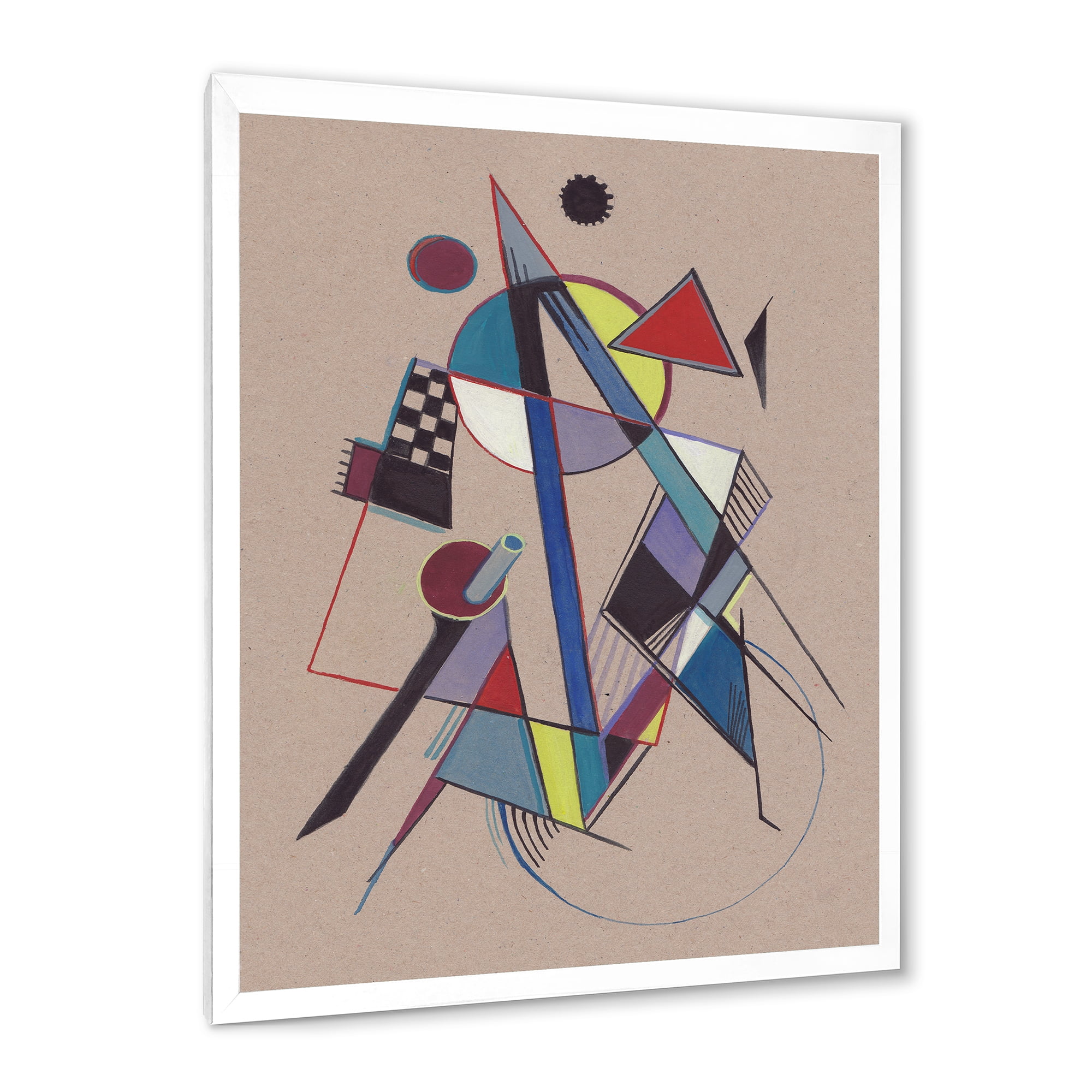 Designart 'Abstract Compositions Of Colored Geometric III' Modern Framed Art Print