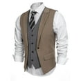 thumbnail image 2 of COOFANDY Men's Layered Suit Vest Business Dress Vests Formal Wedding Waistcoat Slim Fit Brown S, 2 of 4
