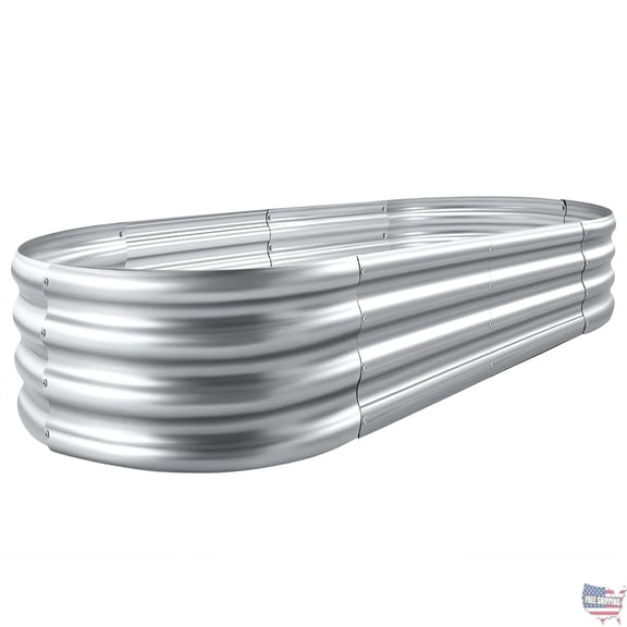 Land Guard Galvanized Raised Garden Bed Kit - Large Oval Metal Planter Box
