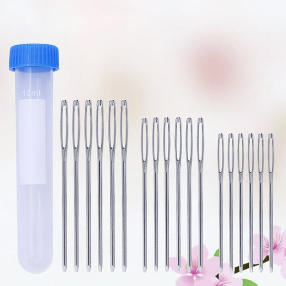IDEANATEGRATE 18Pcs Large Hole Needles Silver Carbon Steel for Easy Threading Hand Sewing Crafts