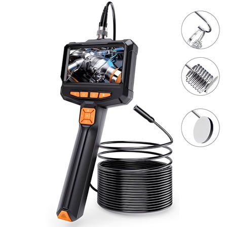 Handheld Borescope with 4.3" IPS Screen, 1080P HD Inspection Camera with 8 Adjustable LED Lights, IP67 Waterproof, 16.4FT Semi-Rigid Cord for Automotive, Sewer, HVAC, Pipe