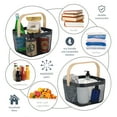 thumbnail image 4 of Simplify Mesh Decorative Storage Basket with Bamboo Handle, Grey, 4 of 7