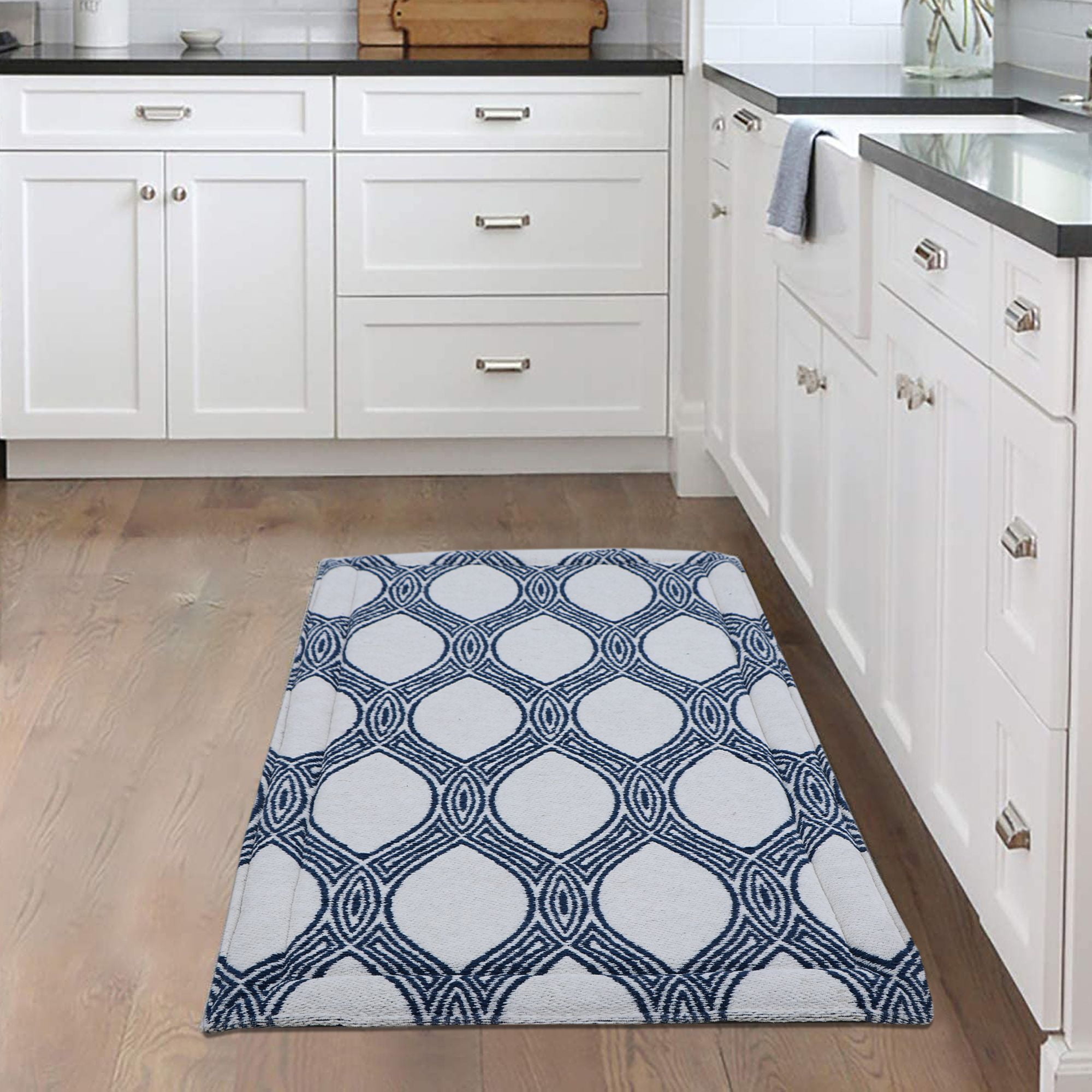 Rugsmith Navy Machine Woven Leslie Anti-Fatigue Kitchen Mat, 20" x 36"