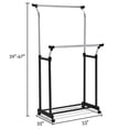 thumbnail image 2 of Costway Adjustable Double Rail Garment Rack Rolling Clothes Hanger Heavy Duty, 2 of 9