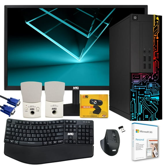 Restored Computer Desktop PC,Intel Core i5,Siwa 8,8GB RAM,128GB SSD Boot+1TB HDD,27 Inch Monitor,Wireless Ergonomic Keyboard Mouse,Speaker,Webcam,Office 365,WiFi,Win 11 Home