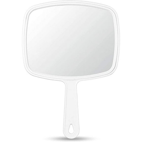 6.3" W x 9.6" L Hand Mirror, White Handheld Mirror:1CT