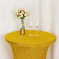 thumbnail image 4 of Balsa Circle Cocktail Spandex Fitted Stretchable Elastic Tablecloth Gold, 4 of 8