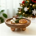 thumbnail image 5 of Wooden Pedestal Stand Decor Tray,Thick Wood Sturdy Decorative Tray for Bathroom Kitchen Countertop,Versatile Display Storage Organizer with 5.12" Round Size, Lightweight Gift Idea(Brown,5.1x5.1x1.7"), 5 of 9