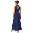 thumbnail image 2 of Oyolan Womens Lyrical Dance Dress Sleeveless Flowy Mesh Slit Hem Maxi Long Skirt Contemporary Dance Navy Blue L, 2 of 5