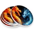 thumbnail image 2 of 3D Printing Dragons Coasters Absorbent Moisture Non-Slip Drink Coaster Ceramic Stone with Cork Base Desktop Protection, 4PCS, 2 of 6