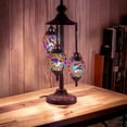 thumbnail image 3 of SILVERFEVER Moroccan Lamps Mosaic Turkish Lamp -Three Tier Lanterns Colorful Handmade Glass Floor or Table with E 12 Bulbs Rainbow Flower Eggshapped, 3 of 8