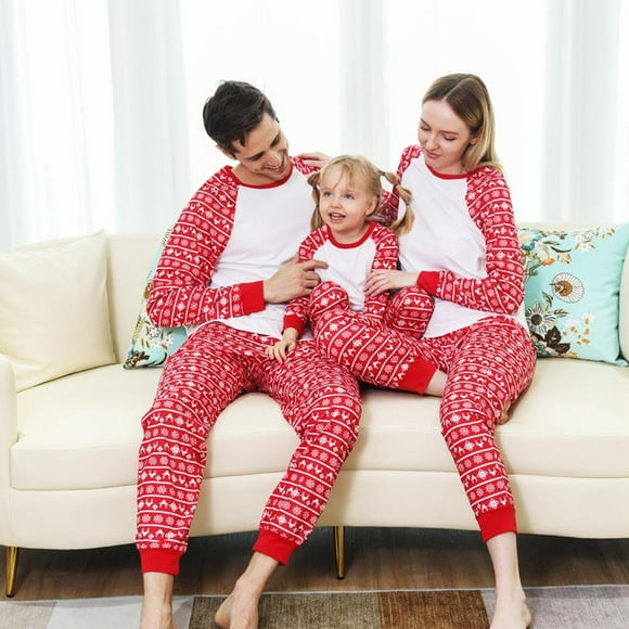 POINTERTECK Christmas Family Matching Pajamas Set Adult Kids Baby Printed Tops+Pants Sleepwear Nightwear Set