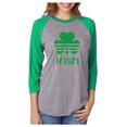 thumbnail image 1 of Tstars Womens St Patricks Day Shamrock Clover Irish Birthday Gift St Patricks Day Shirts Gift for Her Irish Shirt Pride Proud Irish 3-4 Women Sleeve Baseball Jersey Shirt, 1 of 5