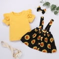thumbnail image 2 of FRSASU Clearance Newborn Baby Girls Ruffled Solid Color Tops+Floral Print Suspender Skirt Set, 2 of 9