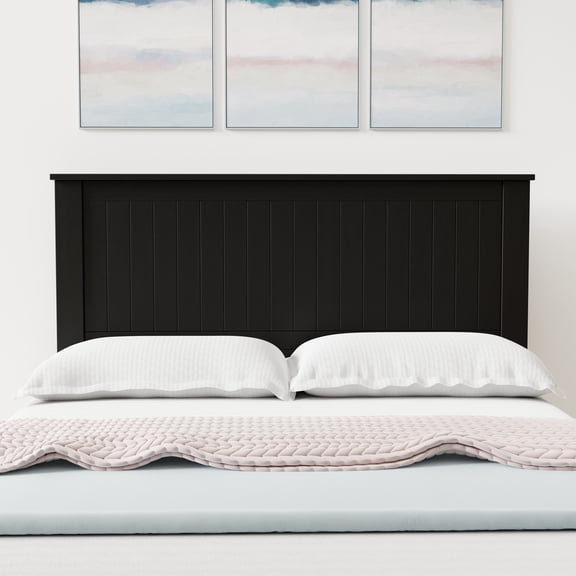 Wainscott Wood Panel Headboard in Black - Full Size