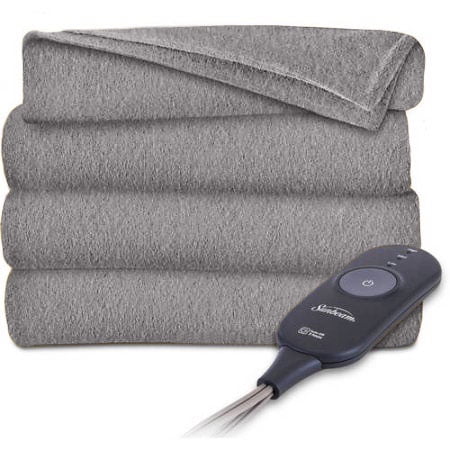 Sunbeam Fleece 50" x 60" Grey Electric Heated Throw Blanket, 1 Each