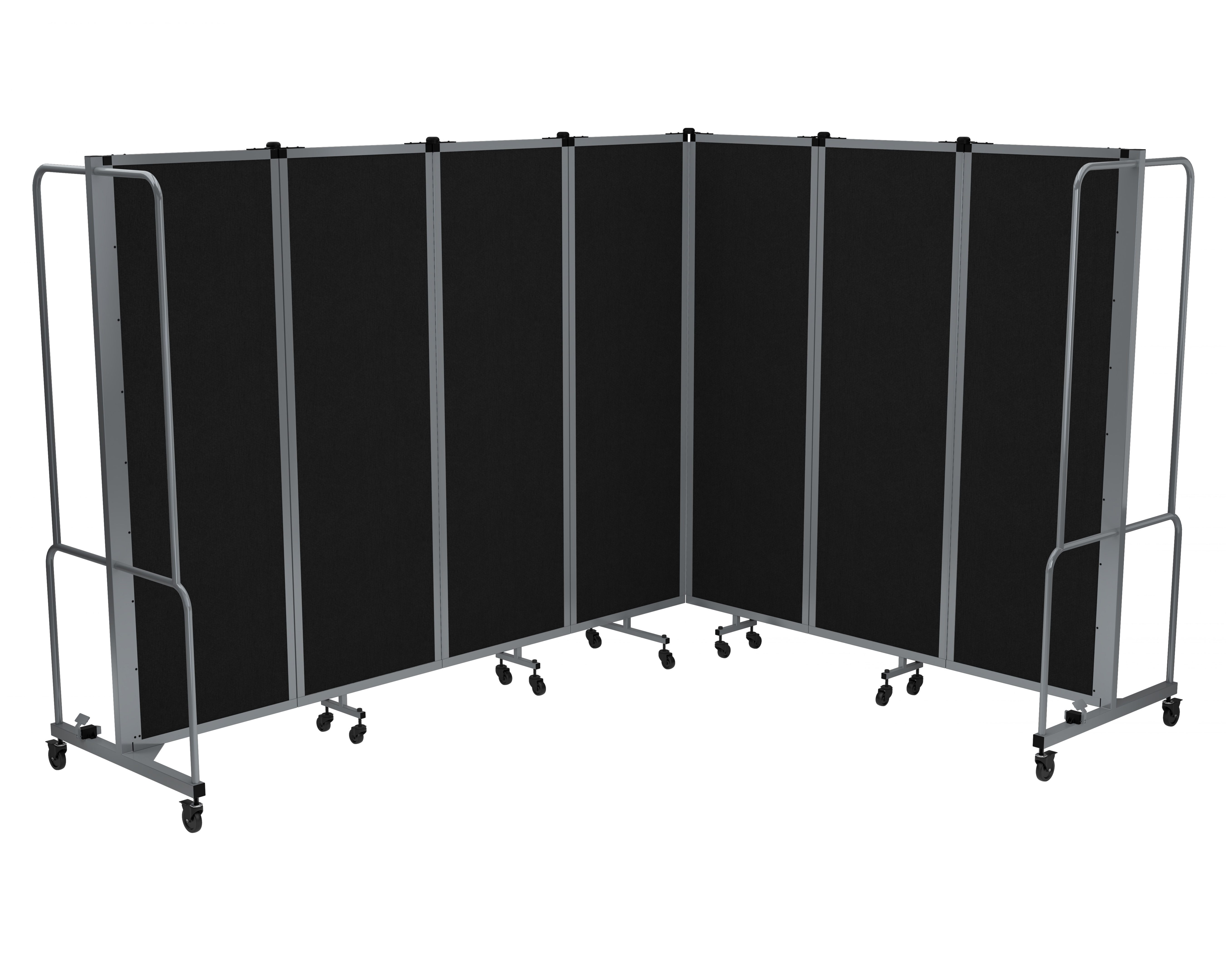 Hampden Furnishings Otis Collection Portable Room Divider, 7 Black Panels, Grey Frame