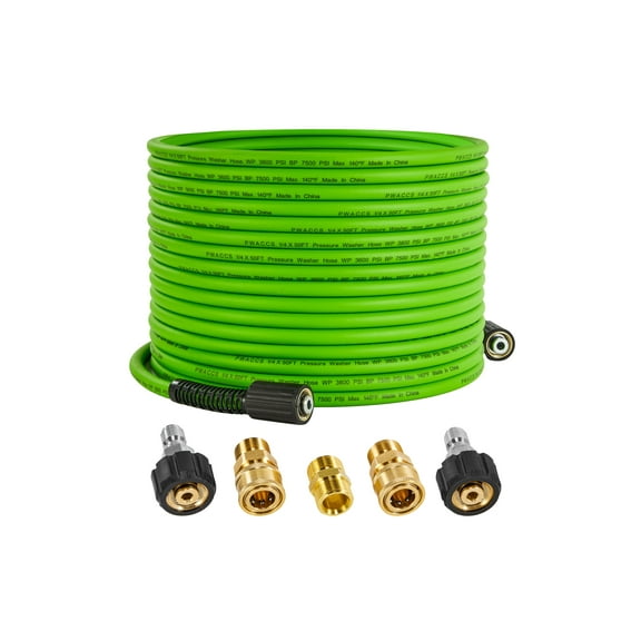 PWACCS Pressure Washer Hose for Power Washer – 3600 PSI Kink Resistant Pressure Washing Extension Hose 50 FT x 1/4" – Universal Electric Power Wash Hose for Replacement – Compatible with M22 Fittings