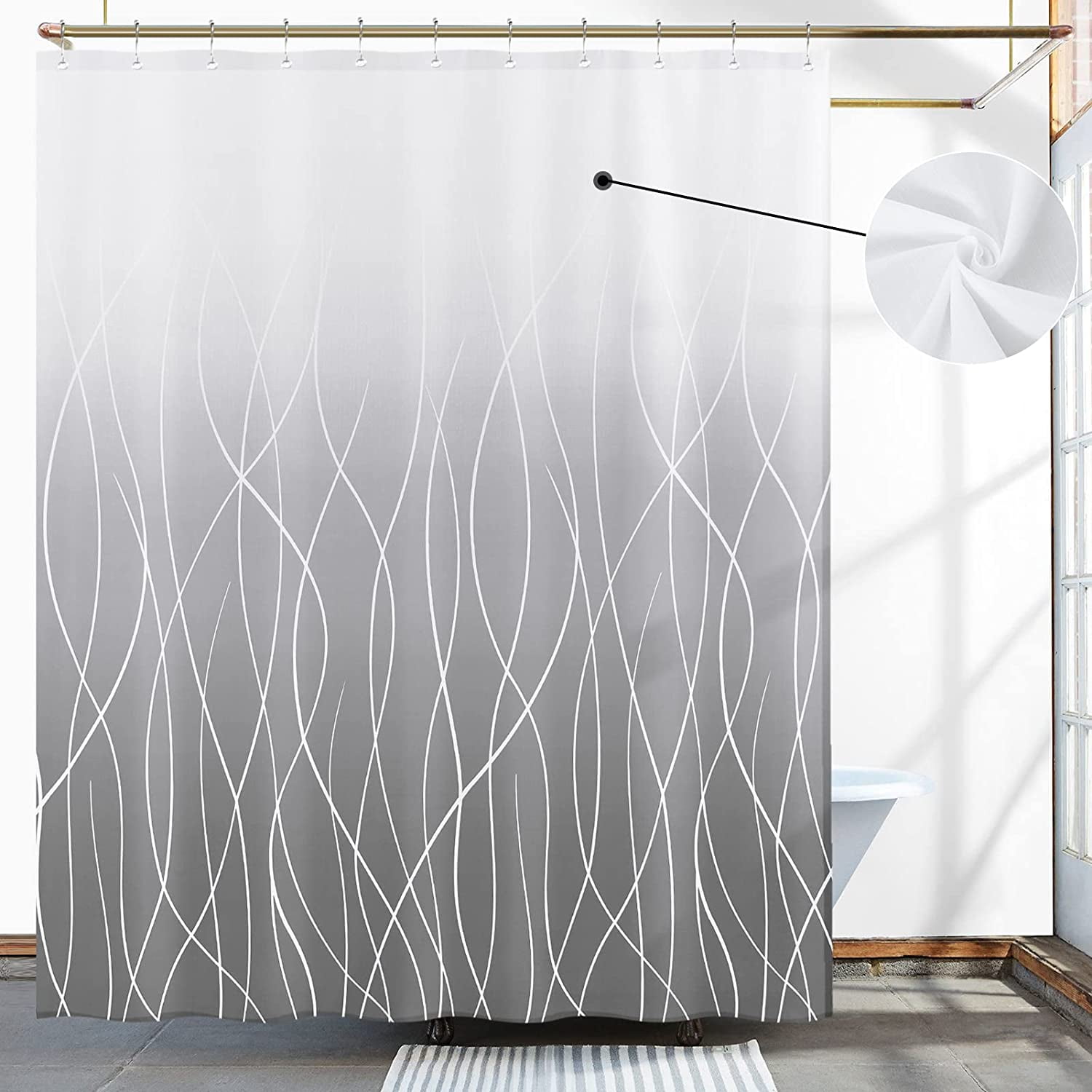 Shower Curtain Grey Shower Curtain Set for Bathroom Ombre Shower