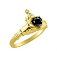 thumbnail image 3 of RYLOS Rings 14K Gold Plated Silver Claddah Love, Loyalty & Friendship Ring Heart 6MM Gemstone & Diamond Claddagh Rings October Onyx Jewelry Size 13, 3 of 7