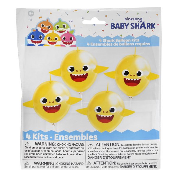 Baby Shark 12 Inch Latex Balloons [4 Per pack]