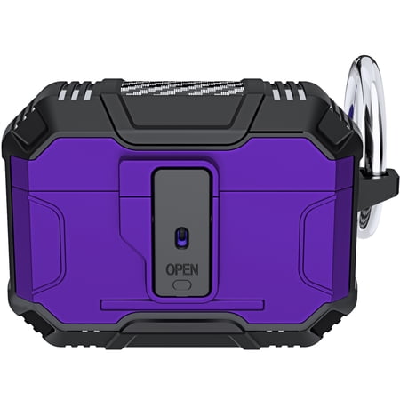 Dteck for AirPods Pro 3 Case (2025) Case, Heavy Duty Compatible with Magsafe Magnetic Automatic Lock Protective Cover with Keychain for AirPods Pro 3rd Generation, Purple