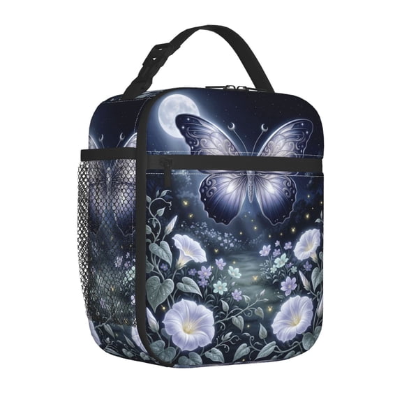 Butterfly Lunch Box, Aesthetic Patterned Insulated Meal Bag, Reusable Thermal Bento Tote for Work Commute, Travel, and Weekend Picnics