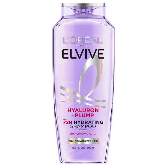 L'Oreal Paris Elvive Hyaluron Plump Hydrating Shampoo, 72H Intense Moisture, Squeeze, 13.5 fl oz