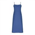 thumbnail image 7 of Womens Summer Dresses Imitation And Cotton Linen Suspender Solid Pocket Jumpsuit Long dress, 7 of 7