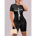 thumbnail image 1 of LovelyWholesale Women's Letter Print Split Shorts Set, 1 of 4