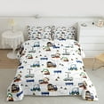 thumbnail image 2 of Manfei Cartoon Bulldozer Excavator Full Size Comforter Sets,Equipped Truck Bedding Comforter Set,White Brown Blue Bedding Sets,Microfiber Bedroom Decor Reversible,3 Pieces, 2 of 8