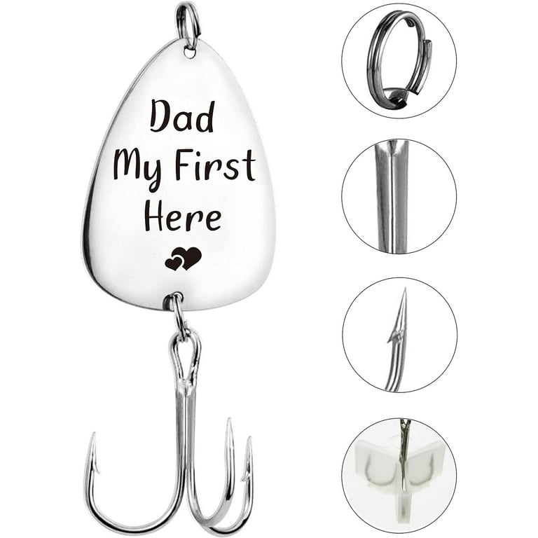 engraved fishing hooks Dad My First Here Engraved Fishing Hook Fishing Lure Hook Gift with Gift  Box Stainless Steel Fishing Lures Hook Fishing Tackle for Dad Birthday from  Daughter Son