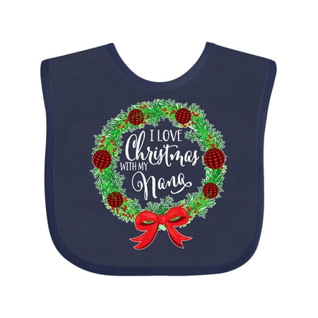 

Inktastic I Love Christmas with My Nana Wreath Gift Baby Boy or Baby Girl Bib