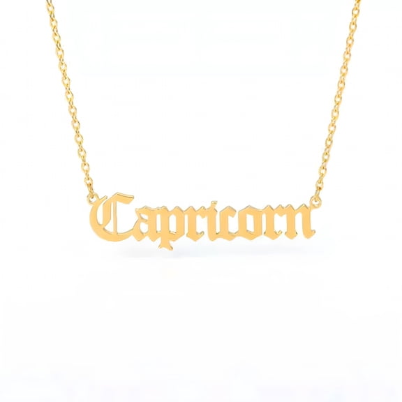 DESIGNICE Gold Color Capricorn Zodiac Necklace, Horoscope Star Sign Pendant with Long Chain, Women Astrology Jewelry Gift