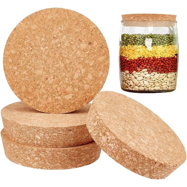 4 Tapones de Corcho Grandes de Madera con Forma Cónica - 11,2 x 12,1 cm (4,4 x 4,8 pulgadas) para Botellas de Vino, Ideales para Cocina, Bodas, Conservas - 2,5 cm de Grosor