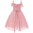 thumbnail image 2 of Big Girls' Lace Rhinestones Strap Junior Bridesmaid Dressy Flower Girl Dress Pink 8 (C17B10), 2 of 4