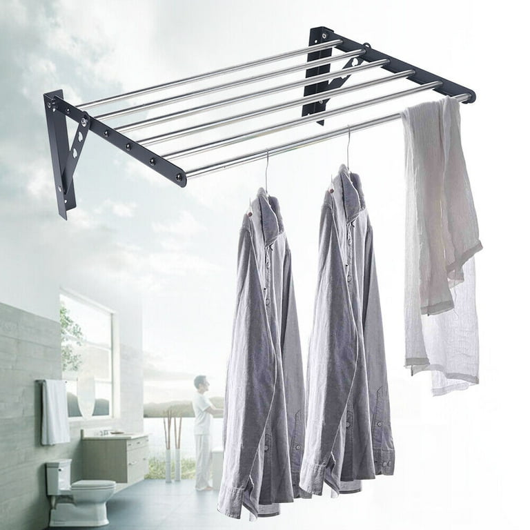 Untyo Metal Clothes Drying Rack Foldable Laundry Coat Hanger Double Rail Adjustable Space-Saving Foldable Drying Hanger for Indoor and Outdoor Use