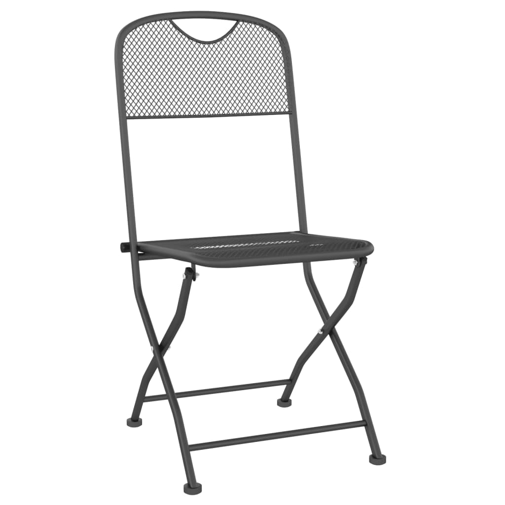 vidaXL 2/4x Folding Patio Chairs Expanded Metal Mesh Anthracite Garden Outdoor