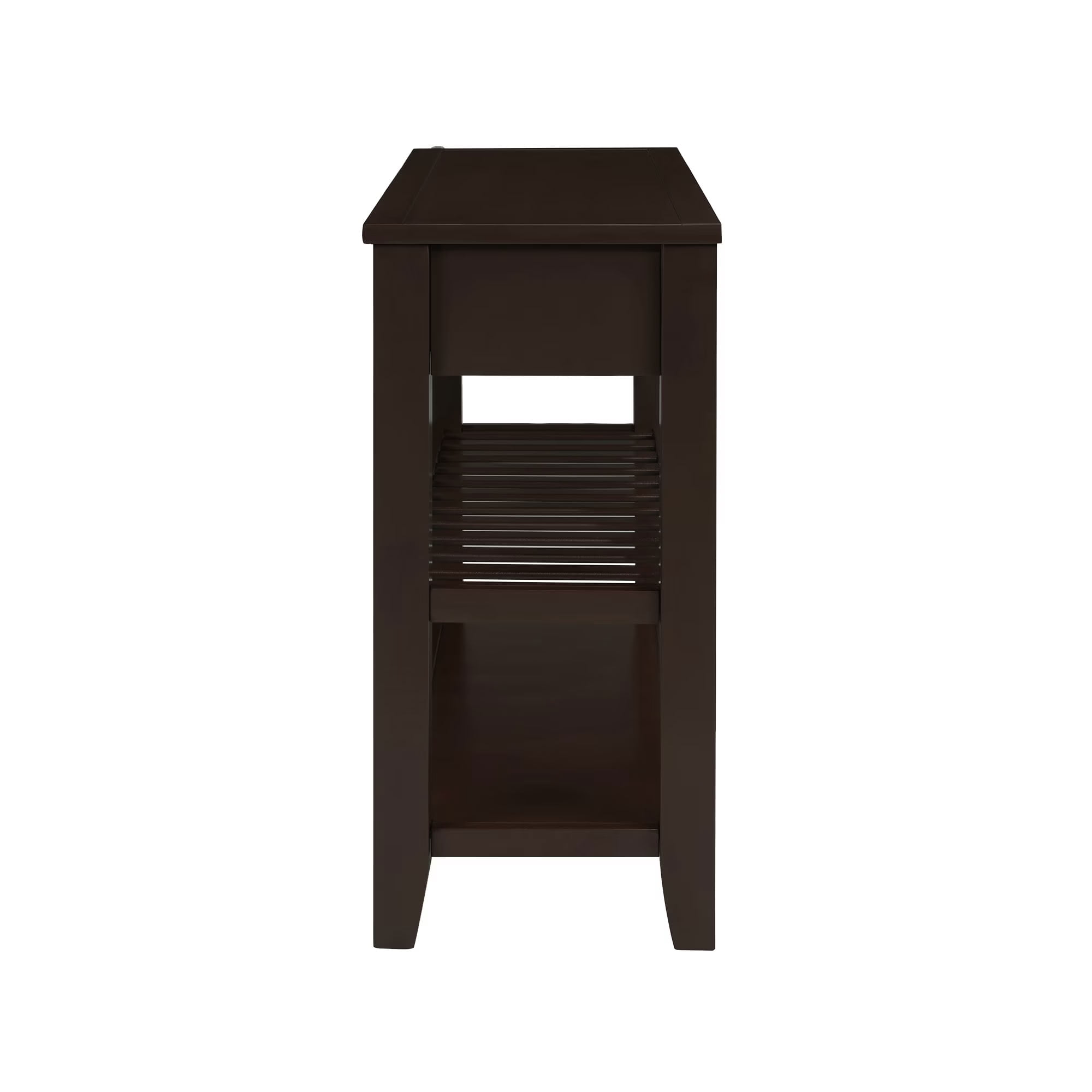MAYEERTY Retro Console Table with 2 Drawers and Slatted Shelf, Solid Pine Wood Entryway Table, Narrow Table for Living Room, Hallway