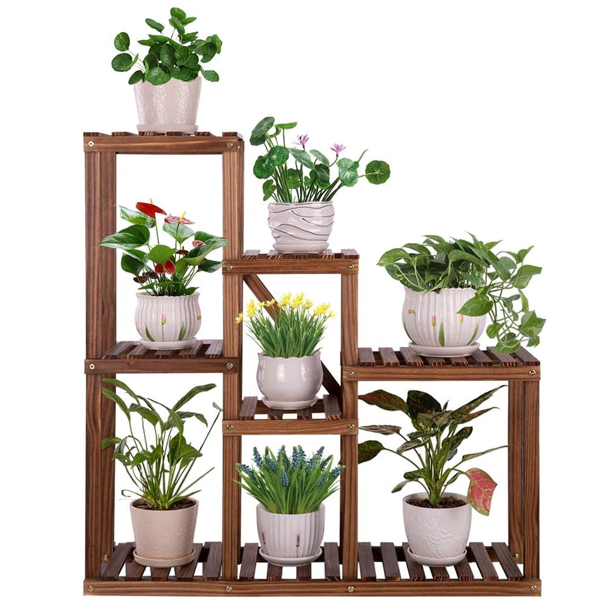 Wooden Plant Stand Flowers Shelf, Multitiered Succulent