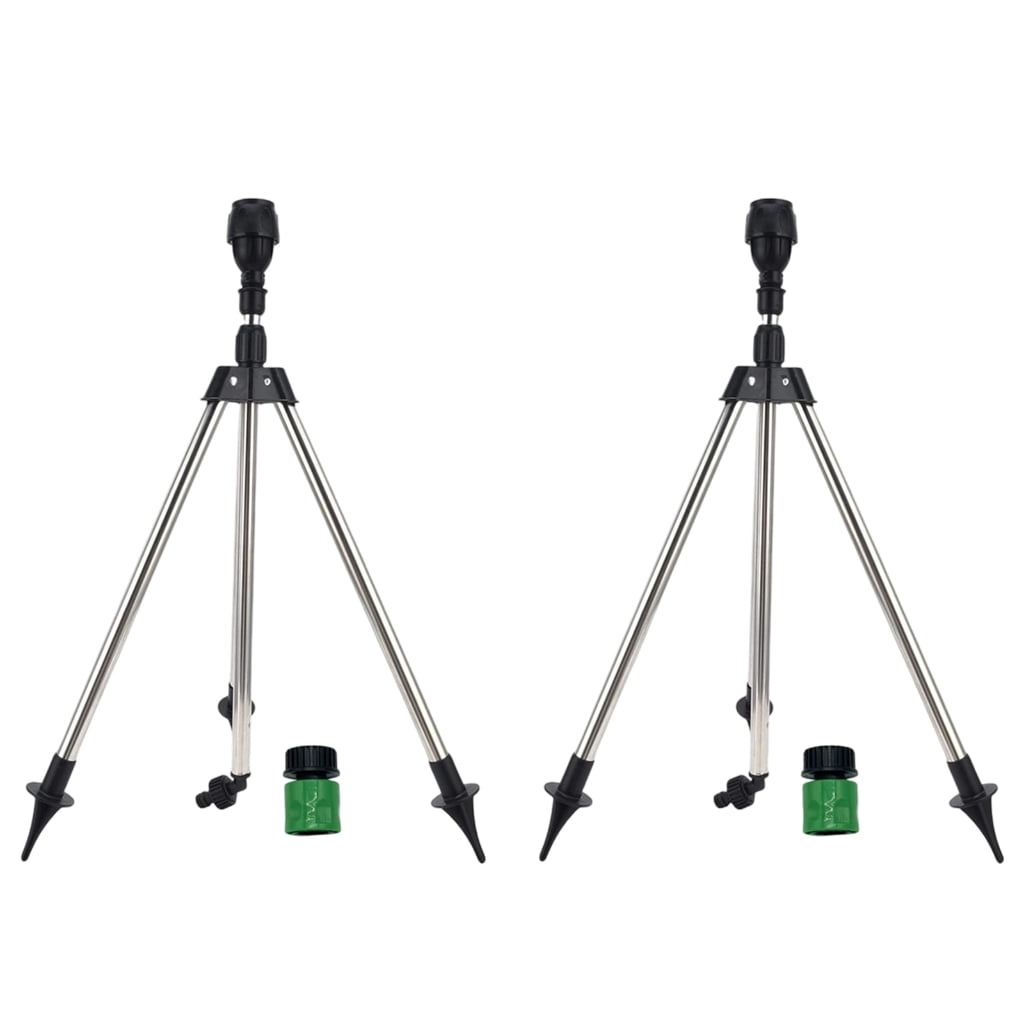 2Pcs 360 Rotary Irrigation Sprinkler Head with Tripod Telescopic Support Automatic Rotating Sprinkler Garden Watering
