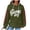 #0197-Army Green, variant on Womens Tops Hooded Waffle Knit Football Mama Print Long Sleeve Shirts Game Days Tailgates Casual Hoodies Sweatshirts Gift