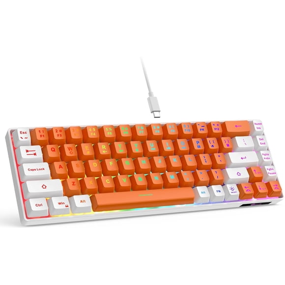 GEODMAER 65% Gaming Keyboard, Wired Backlit Mini Keyboard, Ultra-Compact Anti-Ghosting No-Conflict 68 Keys Membrane Gaming Wired Keyboard for PC Laptop Windows Gamer