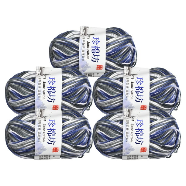 Uxcell paquete de 5 ovillos de 50g de hilo de mezcla de algodón para ganchillo, Azul Gris