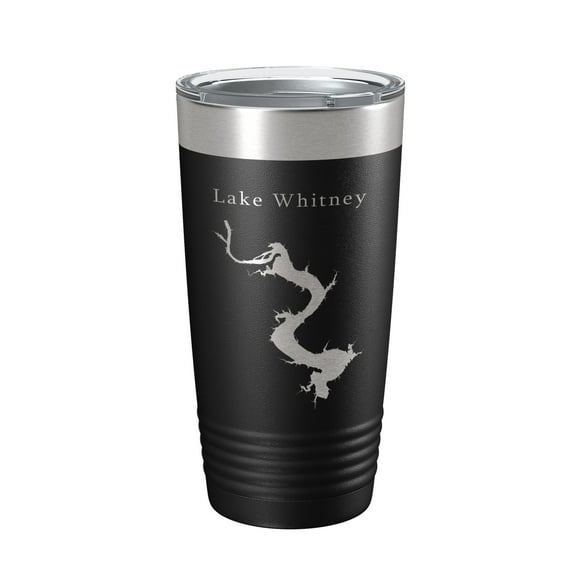 Lake Whitney Map Tumbler Travel Mug Insulated Laser Engraved Coffee Cup Texas 20 oz Black