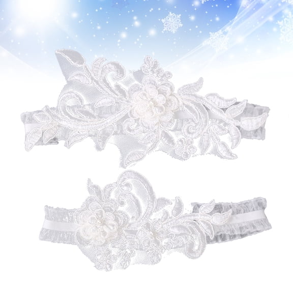 ELAYARD Bridal Wedding Belt 1Pc with Adjustable Elastic Lace and Floral Design for Bride in White