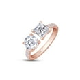 thumbnail image 4 of 2 Carat Princess & Round Cut Lab Created Moissanite Adjustable Toi Et Moi Half-Eternity Engagement Ring For Women In 14K Rose Gold Over Sterling Silver (G-H Color, VVS1 Clarity, 2.00 Cttw)-9, 4 of 7