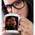 thumbnail image 2 of 3drose, Dreamy Cocoa Brown Rose Bouquet Surrounded by Four Roses on Black Background, 15oz Mug, 2 of 6