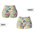 thumbnail image 3 of Rocae Cartoon Flowers for Women's Quick-Dry Running Shorts,Ladies Active Athletic Apparel Yoga Workout Gym Running Volleyball Spandex Shorts Large, 3 of 9