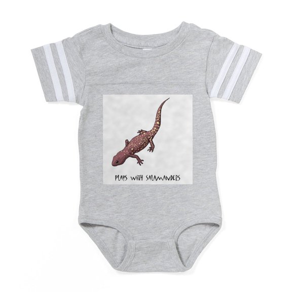 CafePress - Plays With Salamand... - Cute Infant Baby Football Bodysuit